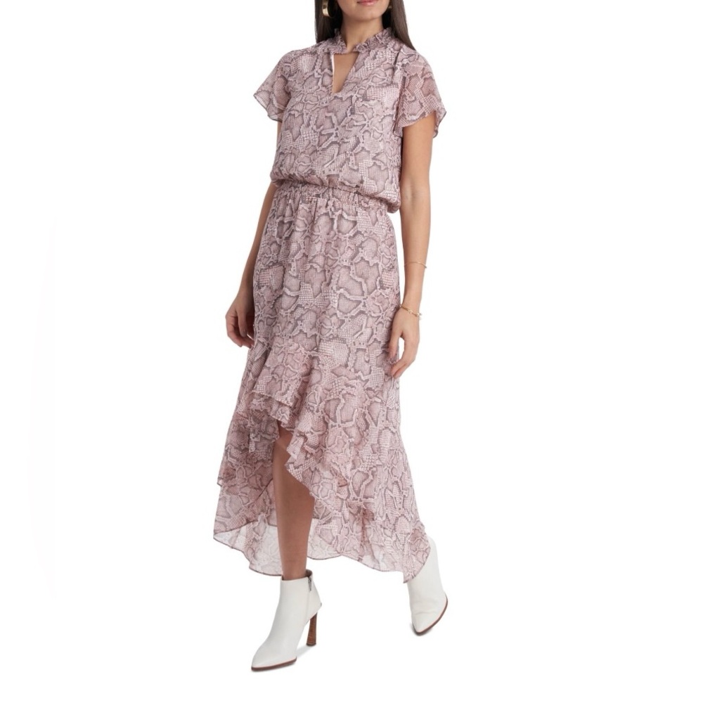 1 State high-low snake skin print dress